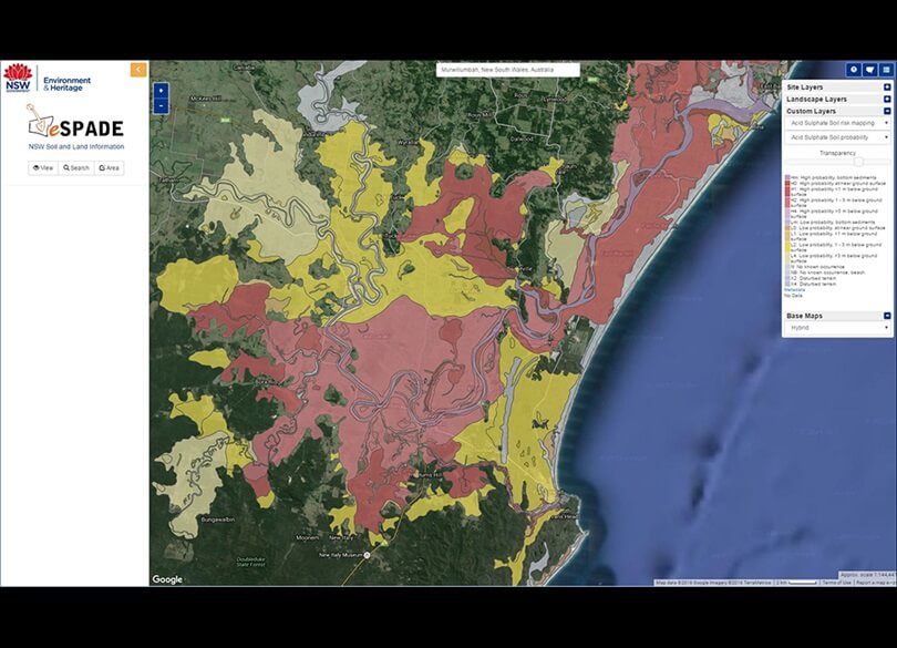 eSPADE screenshot of acid sulfate soils risk map Ballina