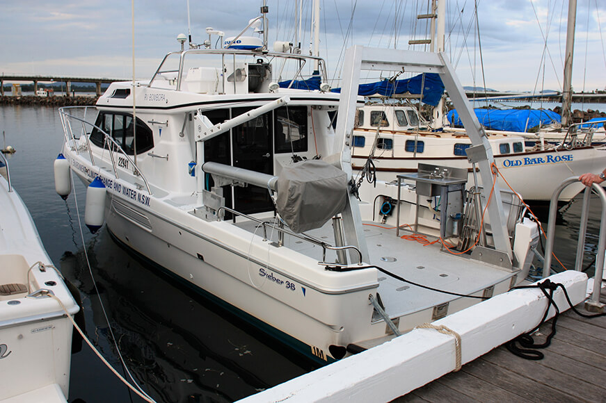 RV Bombora docked.