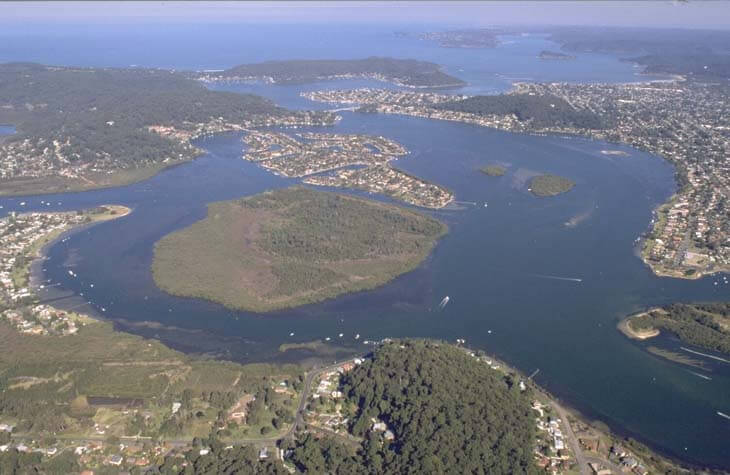 A view of Brisbane Water meeting Broken Bay near Woy Woy