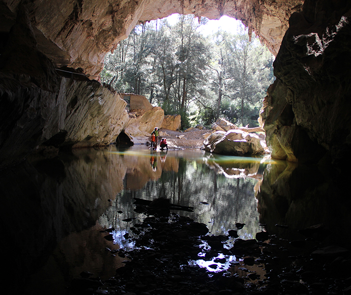 Looking toward the arch of the Abercrombie Caves from within