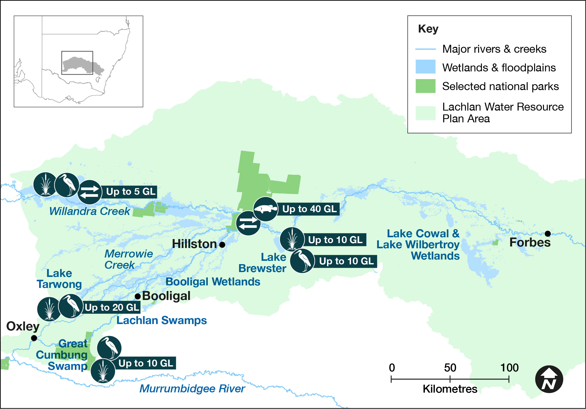 Map of the Lachlan Water Resource Plan area 2022–23