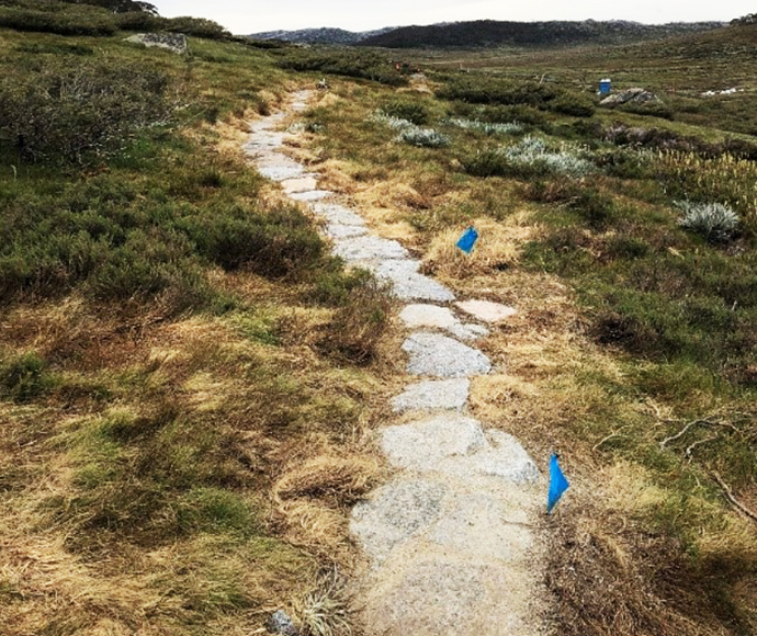 New rock paving being constructed near Charlotte Pass Resort.