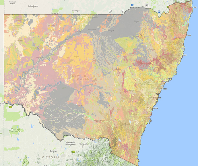 Screenshot of Statewide map of dominant Australian Soil Classification Order, available on eSPADE