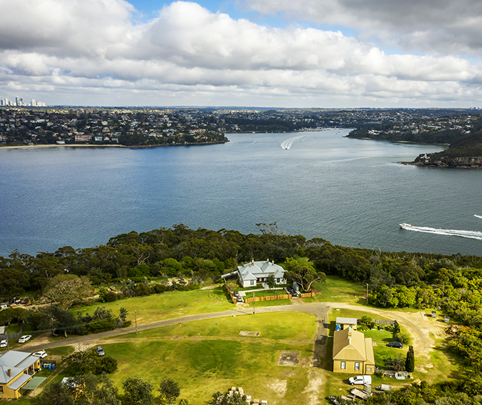 Aerial photo of Middle Head Officers Quarters, Sydney Harbour National Park