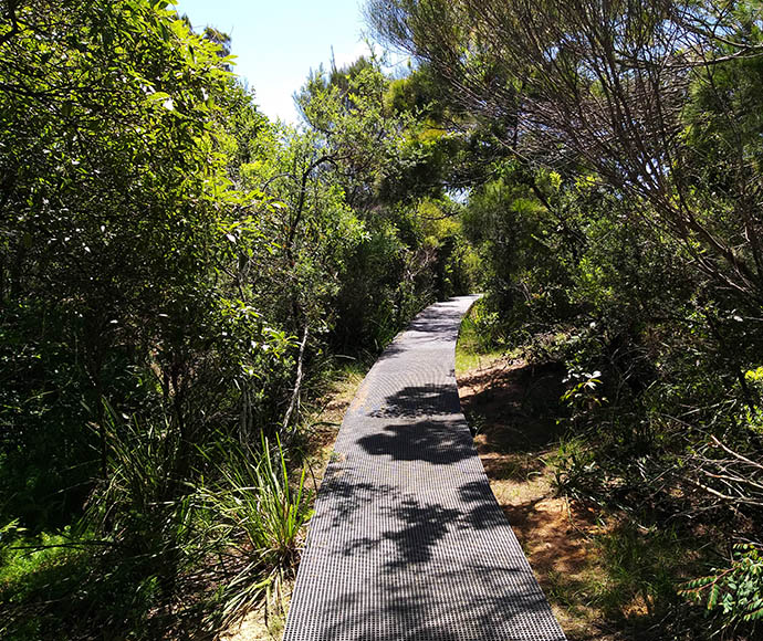 Completed section of trackwork at Middle Head using FRP (fibre-reinforced polymer).