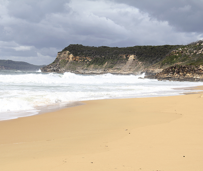 Looking towards a headland along Tallow Beach, Bouddi National Park