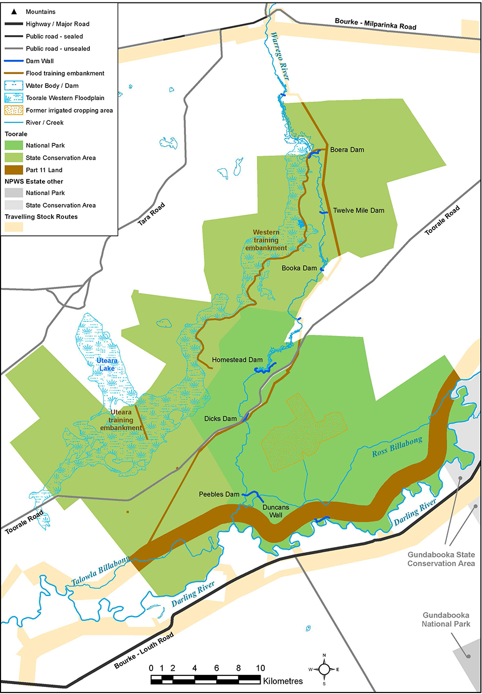 Toorale National Park map showing water infrastructure project details