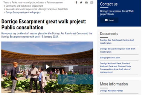 Screenshot of the consultation webpages at www.environment.nsw.gov.au