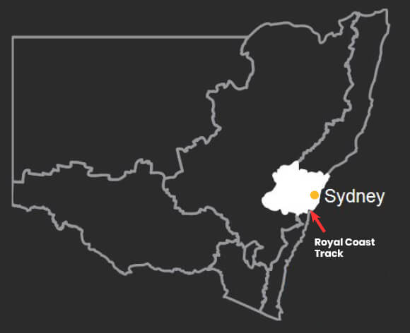 Map: the Royal coast track is south of Sydney